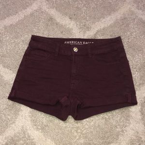 American Eagle Mid Rise Shortie  Maroon Shorts